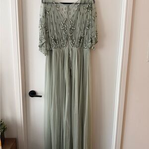 Boohoo Sage Green Embellished Maxi Dress